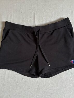 Champion Black Women's Athletic Shorts with Logo Drawstring Gym Lounge XL